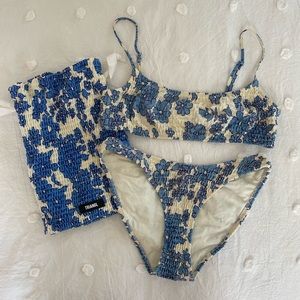 TRIANGL BIKINI BLUE & WHIT FLORAL